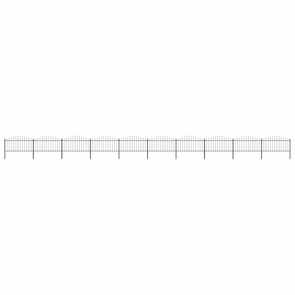 vidaXL Garden Fence with Spear Top Steel 1781.5 x 150 cm Black