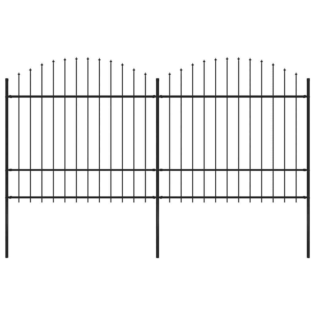 Gartenzaun mit Speerspitze Stahl 359 x 175 cm Schwarz