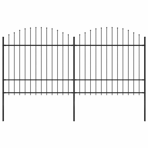 Gartenzaun mit Speerspitze Stahl 359 x 175 cm Schwarz