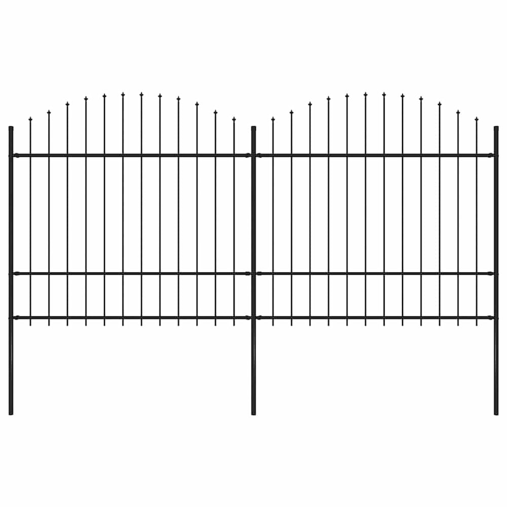 Gartenzaun mit Speerspitze Stahl 359 x 175 cm Schwarz