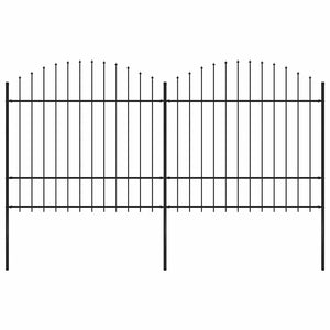 Gartenzaun mit Speerspitze Stahl 359 x 175 cm Schwarz