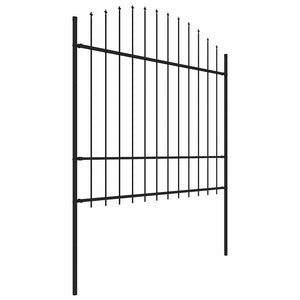 Gartenzaun mit Speerspitze Stahl 359 x 175 cm Schwarz