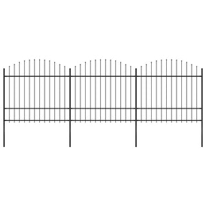 Gartenzaun mit Speerspitze Stahl 537 x 175 cm Schwarz