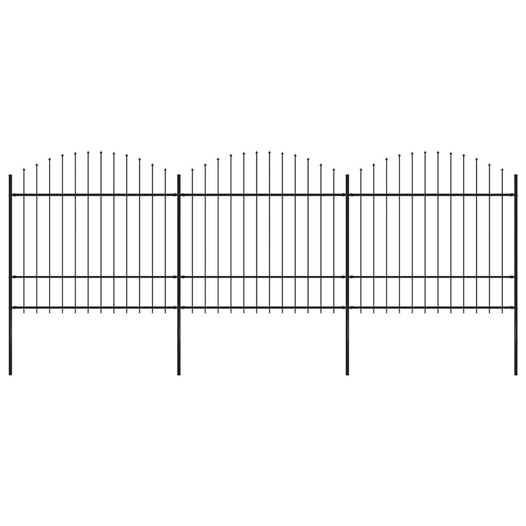 Gartenzaun mit Speerspitze Stahl 537 x 175 cm Schwarz
