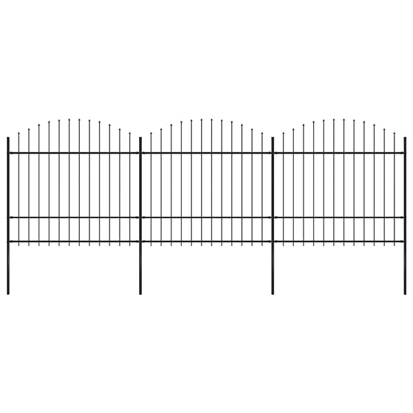 Gartenzaun mit Speerspitze Stahl 537 x 175 cm Schwarz