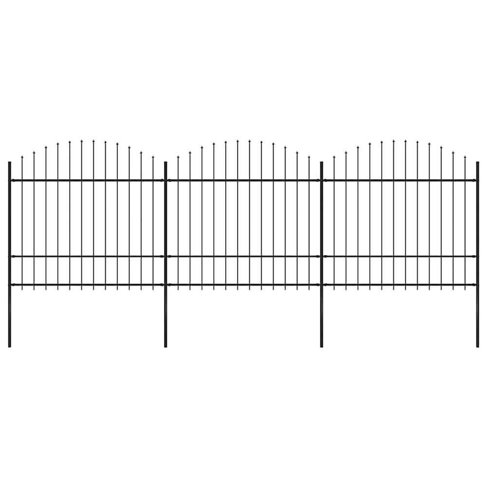 Gartenzaun mit Speerspitze Stahl 537 x 175 cm Schwarz