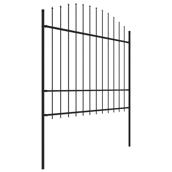 Gartenzaun mit Speerspitze Stahl 537 x 175 cm Schwarz