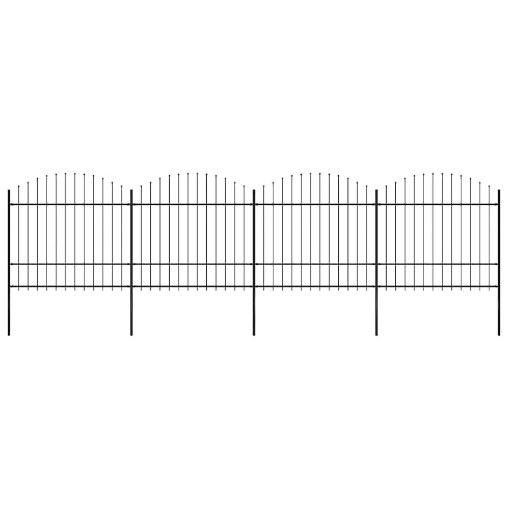 vidaXL Garden Fence with Spear Top Steel 714.5 x 175 cm Black