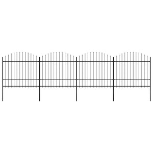 Gartenzaun mit Speerspitze Stahl 714,5 x 175 cm Schwarz