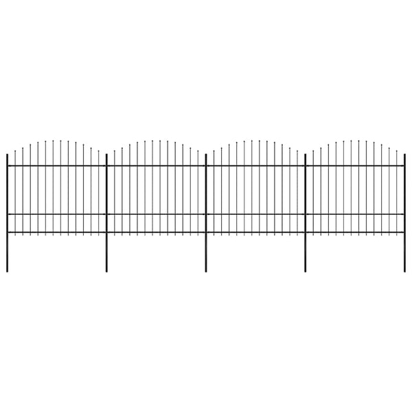 Gartenzaun mit Speerspitze Stahl 714,5 x 175 cm Schwarz