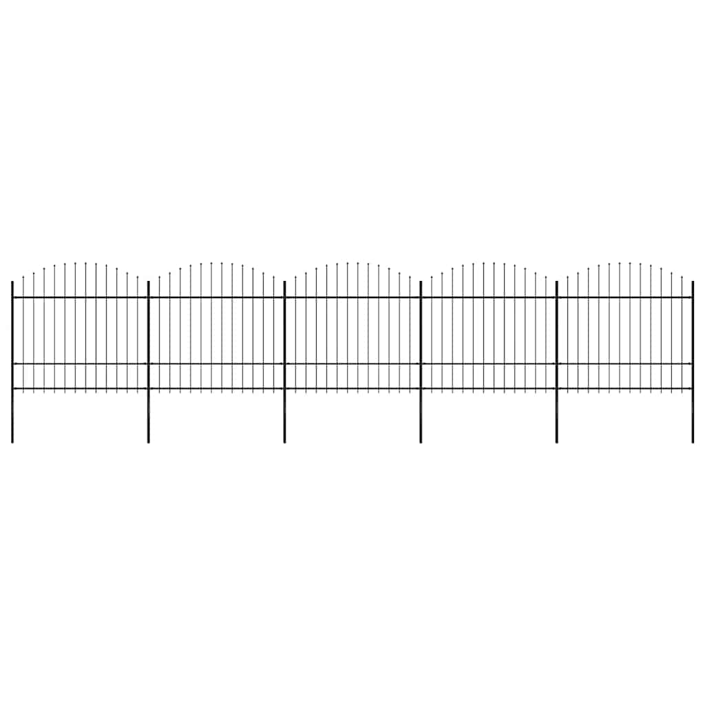 Gartenzaun mit Speerspitze Stahl 892,5 x 175 cm Schwarz