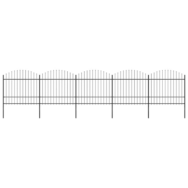 Gartenzaun mit Speerspitze Stahl 892,5 x 175 cm Schwarz