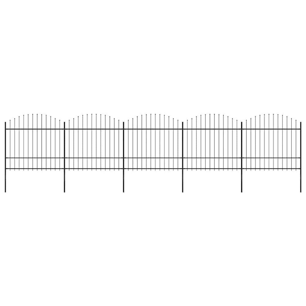 Gartenzaun mit Speerspitze Stahl 892,5 x 175 cm Schwarz
