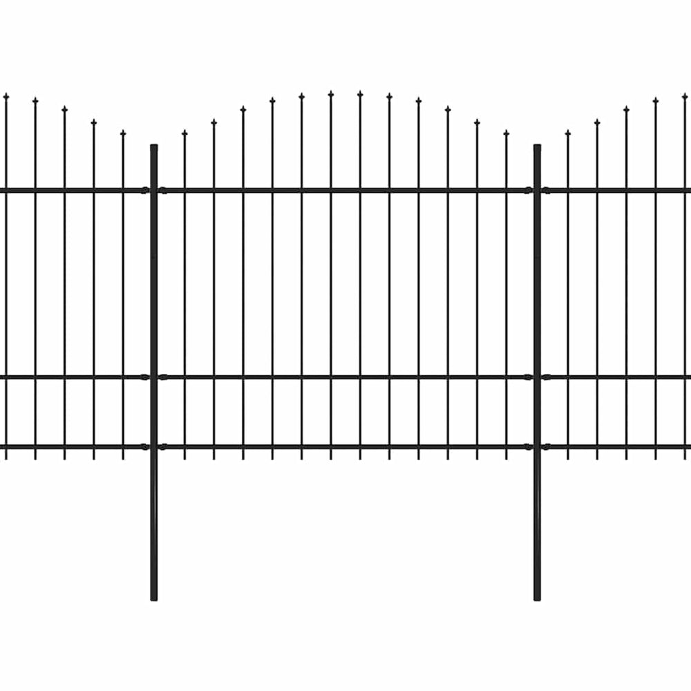 vidaXL Garden Fence with Spear Top Steel 892.5 x 175 cm Black