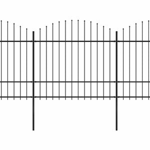 Gartenzaun mit Speerspitze Stahl 892,5 x 175 cm Schwarz