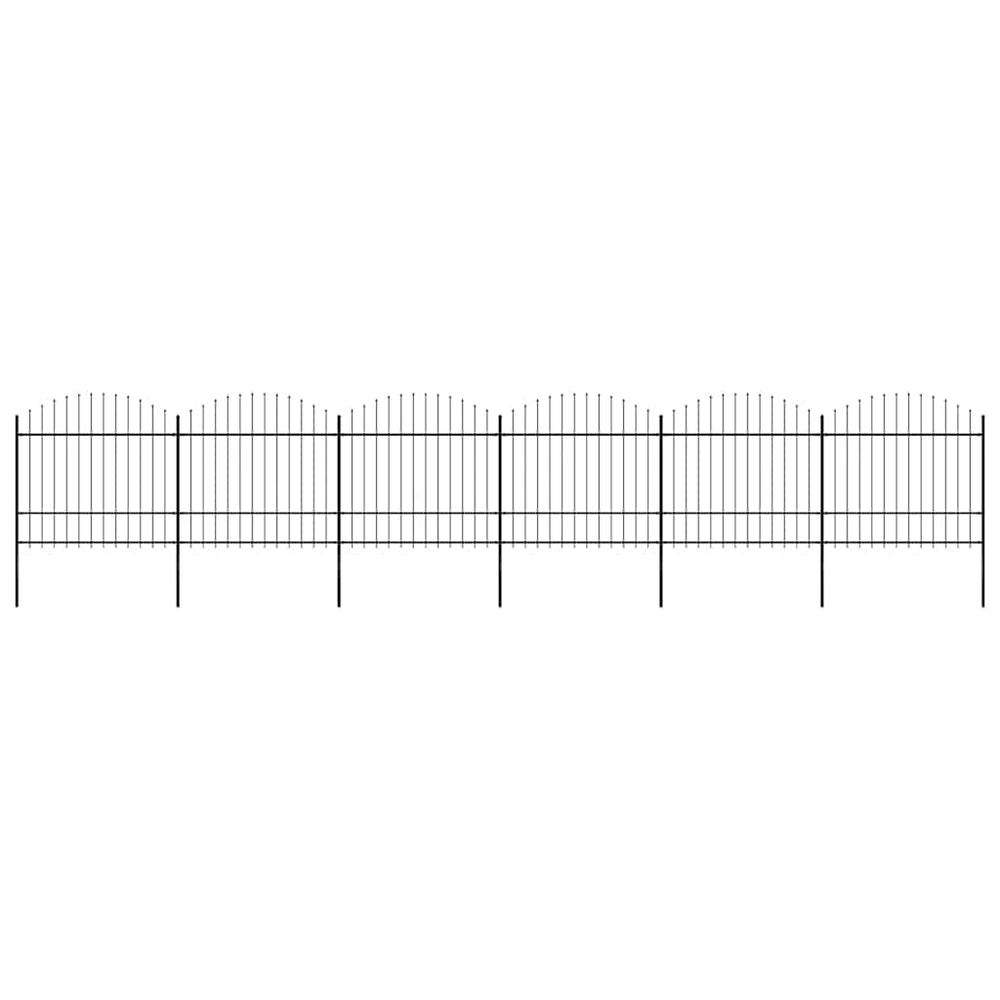 vidaXL Garden Fence with Spear Top Steel 1070 x 175 cm Black