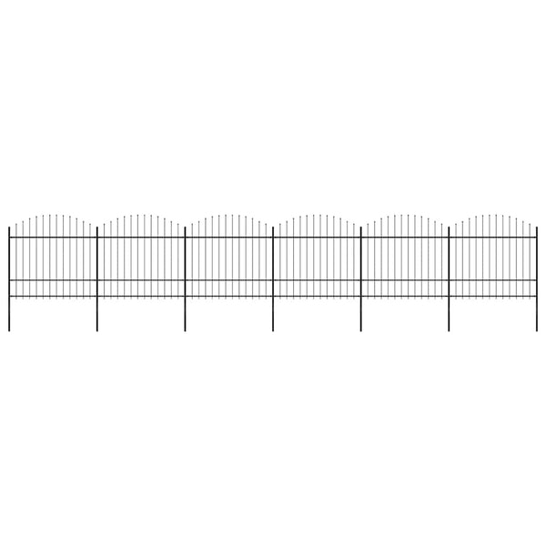 Gartenzaun mit Speerspitze Stahl 1070 x 175 cm Schwarz