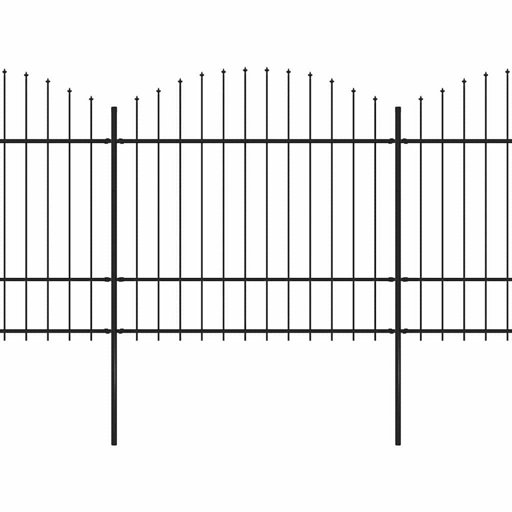vidaXL Garden Fence with Spear Top Steel 1070 x 175 cm Black