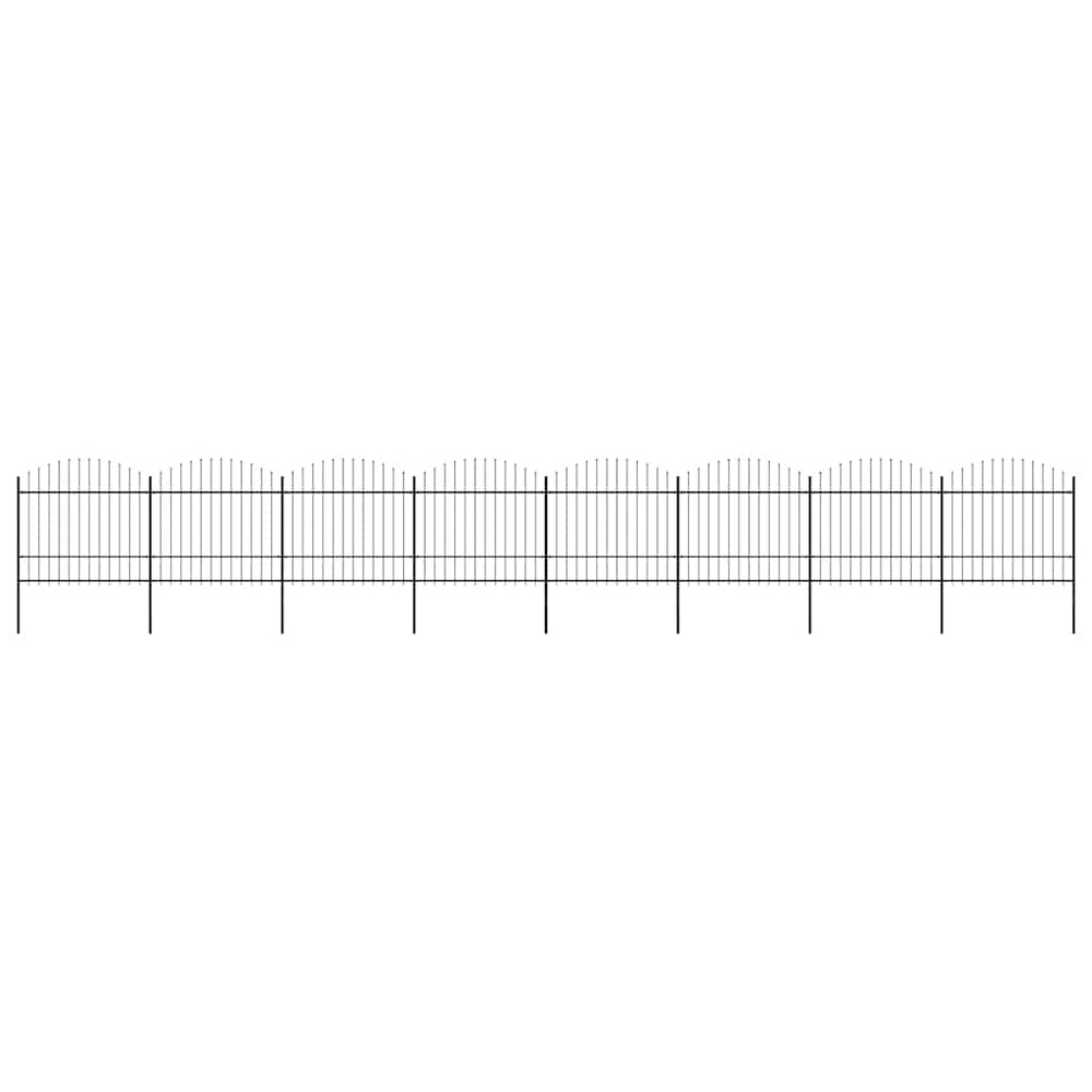 vidaXL Garden Fence with Spear Top Steel 1426 x 175 cm Black