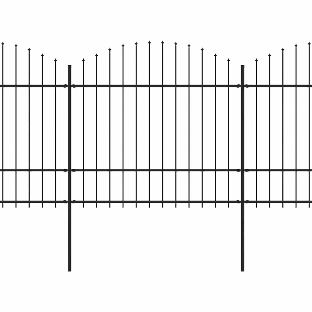 vidaXL Garden Fence with Spear Top Steel 1426 x 175 cm Black