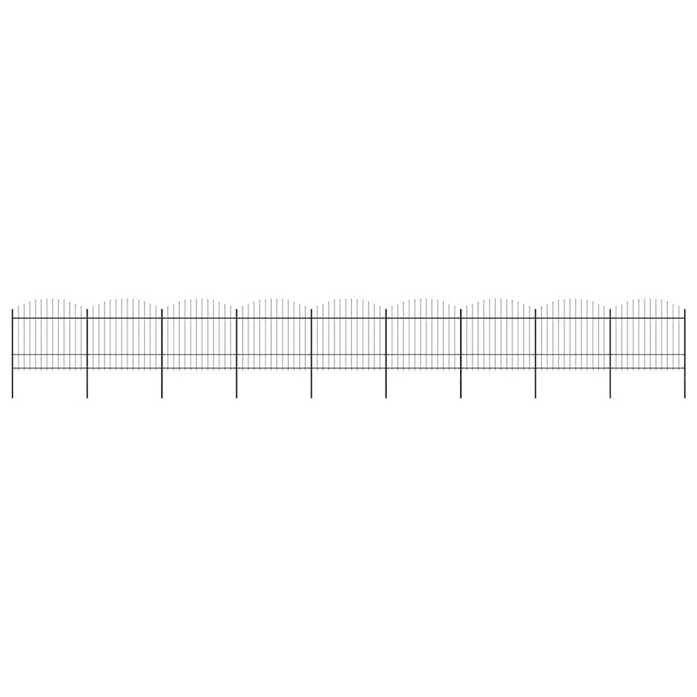 vidaXL Garden Fence with Spear Tops Steel (1.5 - 1.75) x 15.3 m Black