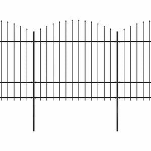 Gartenzaun mit Speerspitzen Stahl (1,5 - 1,75) x 15,3 m Schwarz
