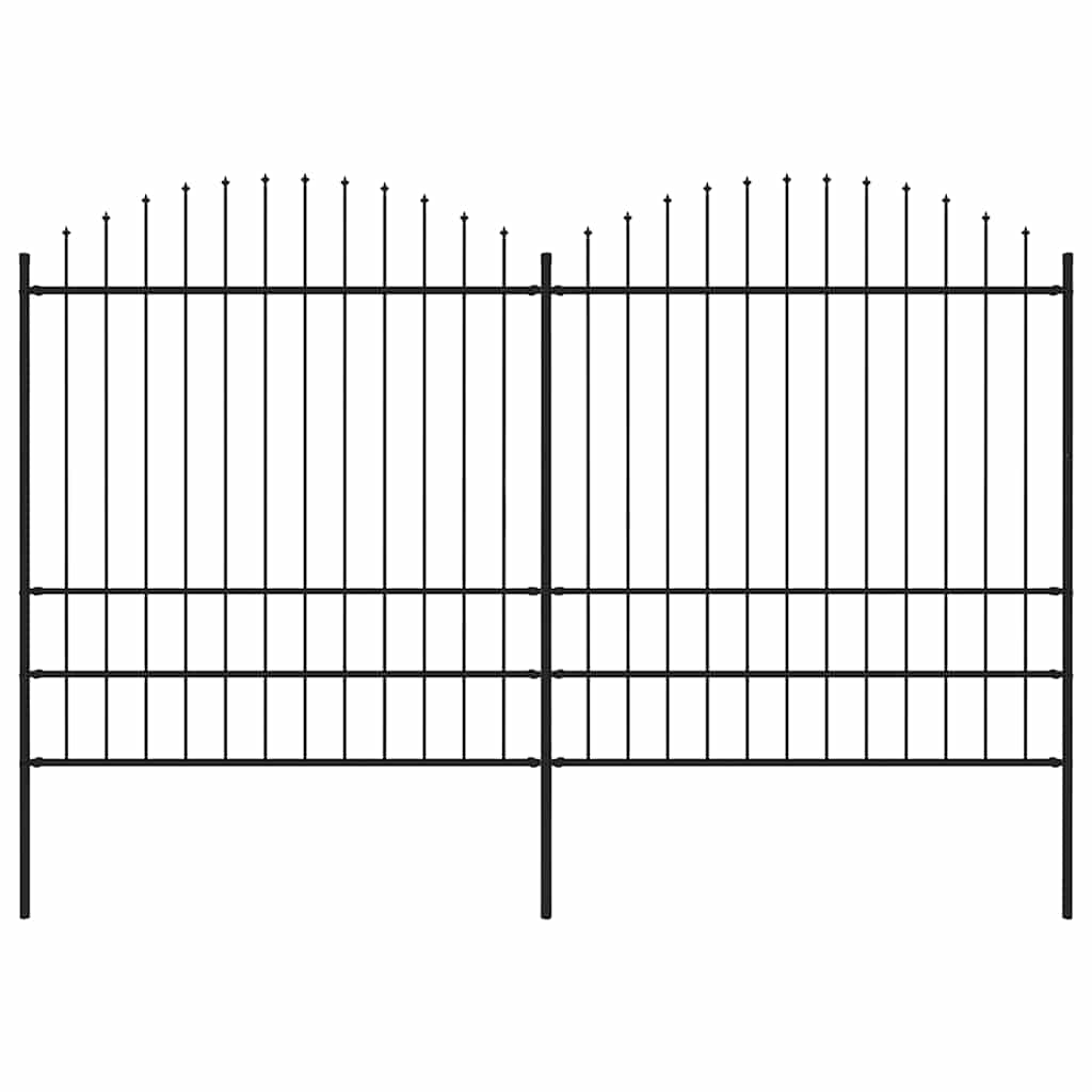 Gartenzaun mit Speerspitze Stahl 359 x 200 cm Schwarz
