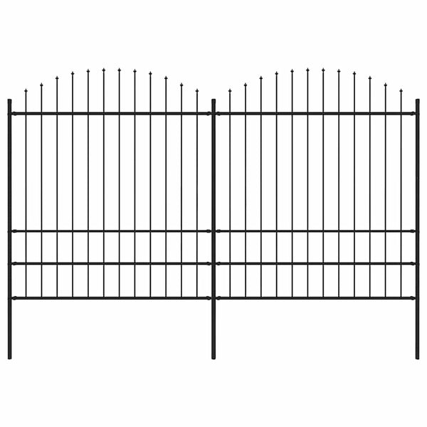 Gartenzaun mit Speerspitze Stahl 359 x 200 cm Schwarz