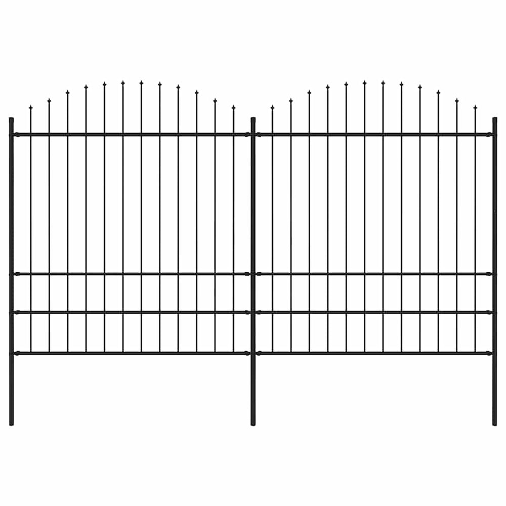 Gartenzaun mit Speerspitze Stahl 359 x 200 cm Schwarz