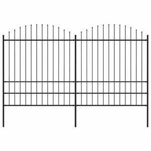 Gartenzaun mit Speerspitze Stahl 359 x 200 cm Schwarz