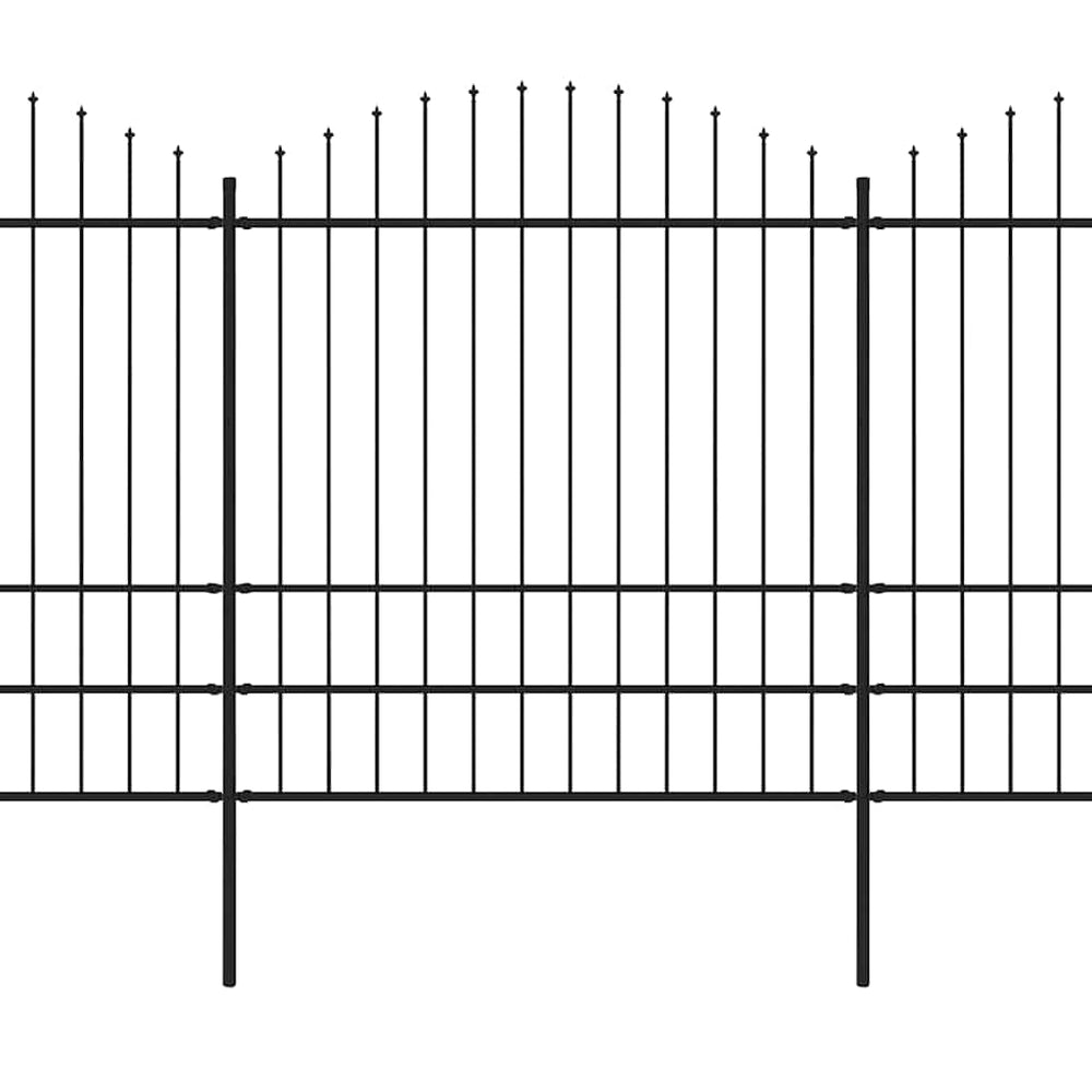 vidaXL Garden Fence with Spear Top Steel 359 x 200 cm Black