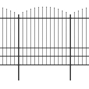 Gartenzaun mit Speerspitze Stahl 359 x 200 cm Schwarz
