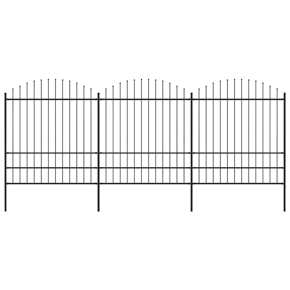 vidaXL Garden Fence with Spear Top Steel 537 x 200 cm Black
