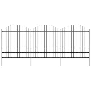 Gartenzaun mit Speerspitze Stahl 537 x 200 cm Schwarz