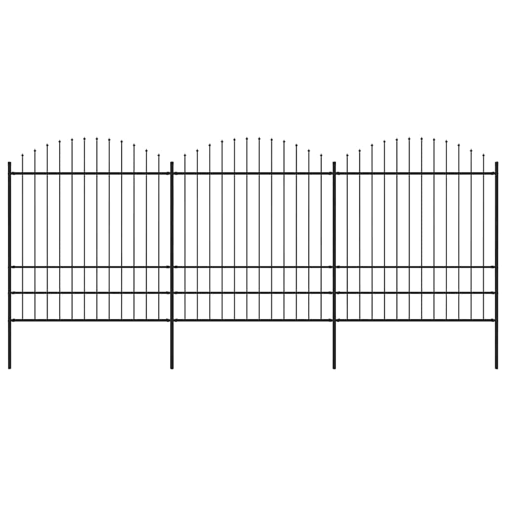 Gartenzaun mit Speerspitze Stahl 537 x 200 cm Schwarz