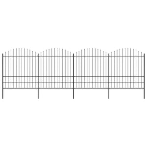 Gartenzaun mit Speerspitze Stahl 714,5 x 200 cm Schwarz