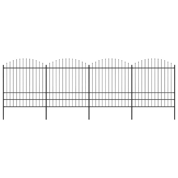 Gartenzaun mit Speerspitze Stahl 714,5 x 200 cm Schwarz