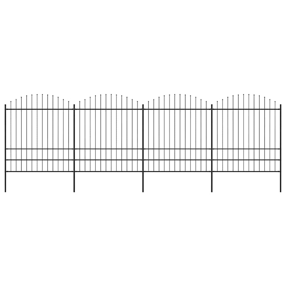 Gartenzaun mit Speerspitze Stahl 714,5 x 200 cm Schwarz