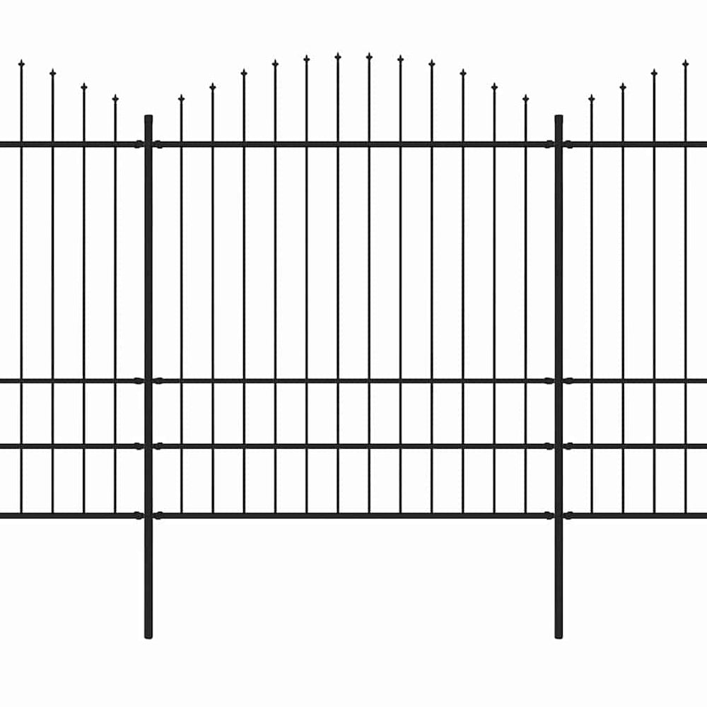 vidaXL Garden Fence with Spear Top Steel 714.5 x 200 cm Black