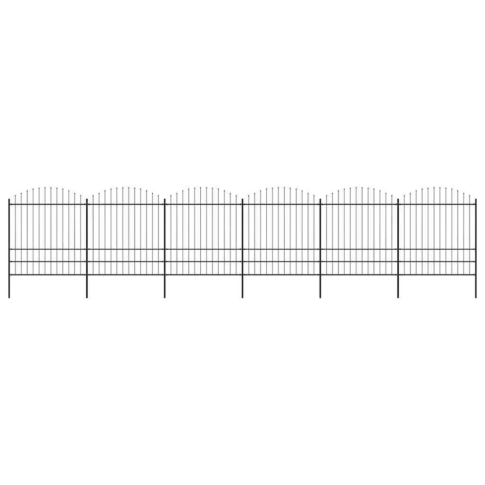 Gartenzaun mit Speerspitze Stahl 1070 x 200 cm Schwarz