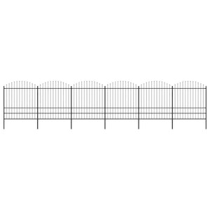Gartenzaun mit Speerspitze Stahl 1070 x 200 cm Schwarz