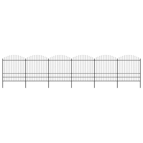 Gartenzaun mit Speerspitze Stahl 1070 x 200 cm Schwarz