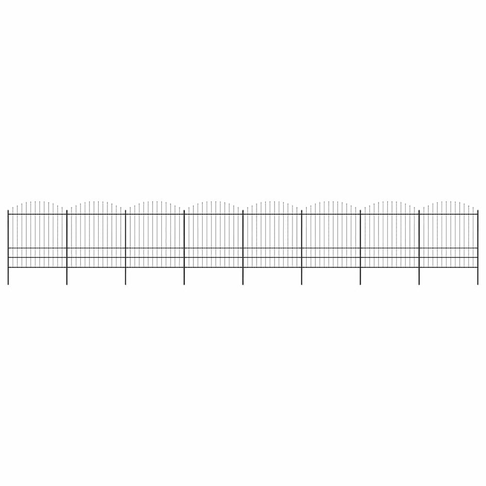 vidaXL Garden Fence with Spear Top Steel 1426 x 200 cm Black