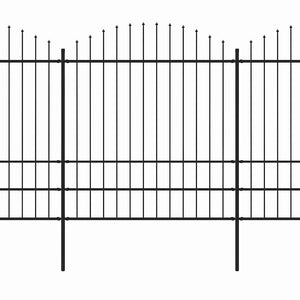 Gartenzaun mit Speerspitze Stahl 1603,5 x 200 cm Schwarz