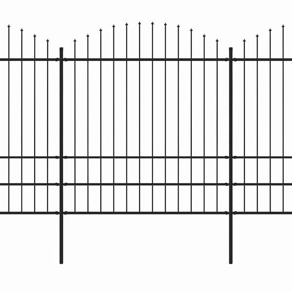 Gartenzaun mit Speerspitze Stahl 1603,5 x 200 cm Schwarz