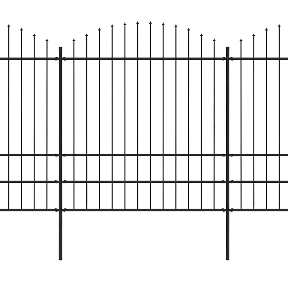 vidaXL Garden Fence with Spear Top Steel 178.5 x 200 cm Black