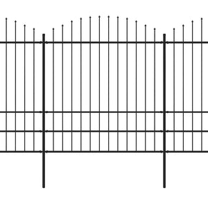 Gartenzaun mit Speerspitze Stahl 1781,5 x 200 cm Schwarz