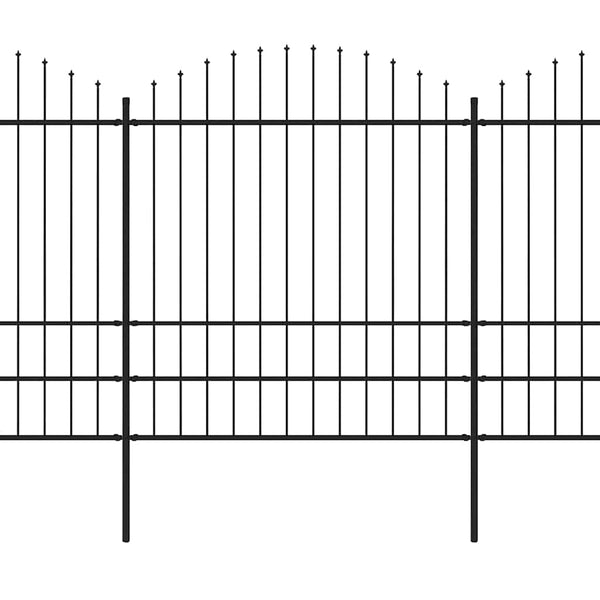 Gartenzaun mit Speerspitze Stahl 1781,5 x 200 cm Schwarz