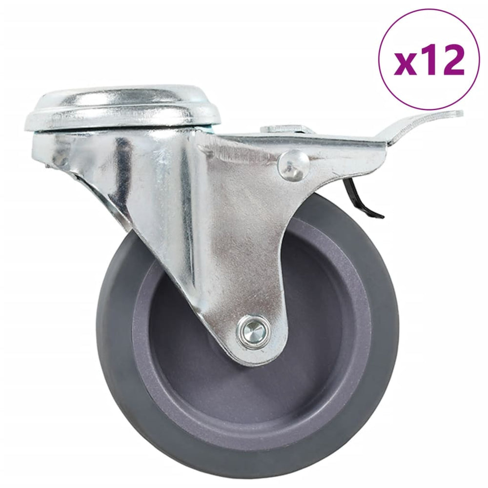 vidaXL 12 roulettes pivotantes à trou central de 75 mm