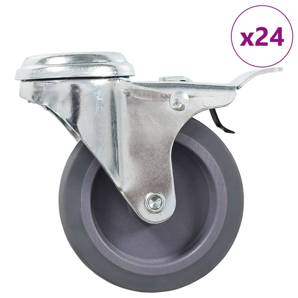 vidaXL 24 Roulettes pivotantes avec trou arrière 75 mm
